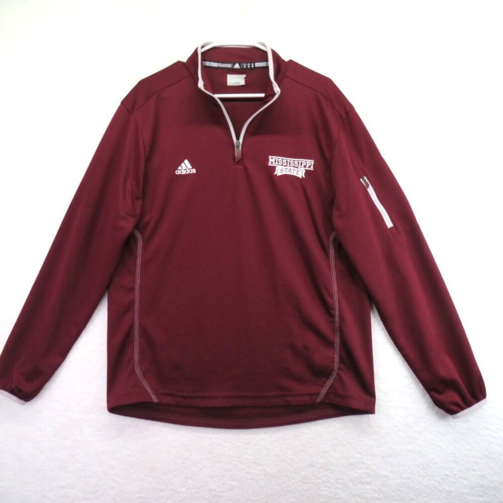 Adidas Jacket Size Medium‎ Mississippi State 1/4 Zip Windbreaker Burgundy Red
